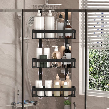Bathroom wall mounted three-layer storage rack, door mounted rack, shower gel rack, shower room supplies storage rack