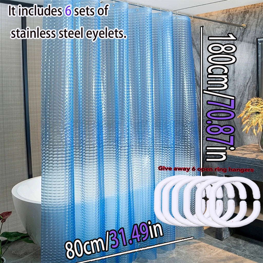 The 3D blue, clear and high-end bathroom partition curtain is easy to clean. The dreamy ocean color is highly recommended