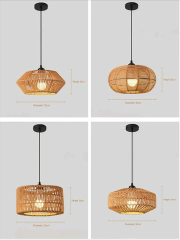Wicker Lamp Creative Design Rattan Ceiling Light for Teahouses Homestays Decorative Pastoral Retro Pendant Light Fixture