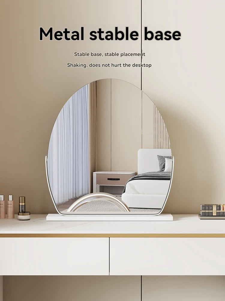 Elliptical high-definition makeup mirror, desktop rotatable makeup mirror, dressing mirror, light luxury bedroom dressing mirror