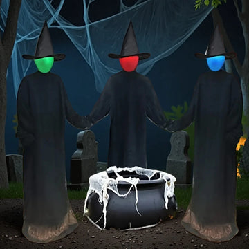 Halloween Light Up Witch Decoration Sound Activated Glowing Witch Prop for Yard Haunted House Scary Ghost Party Decor