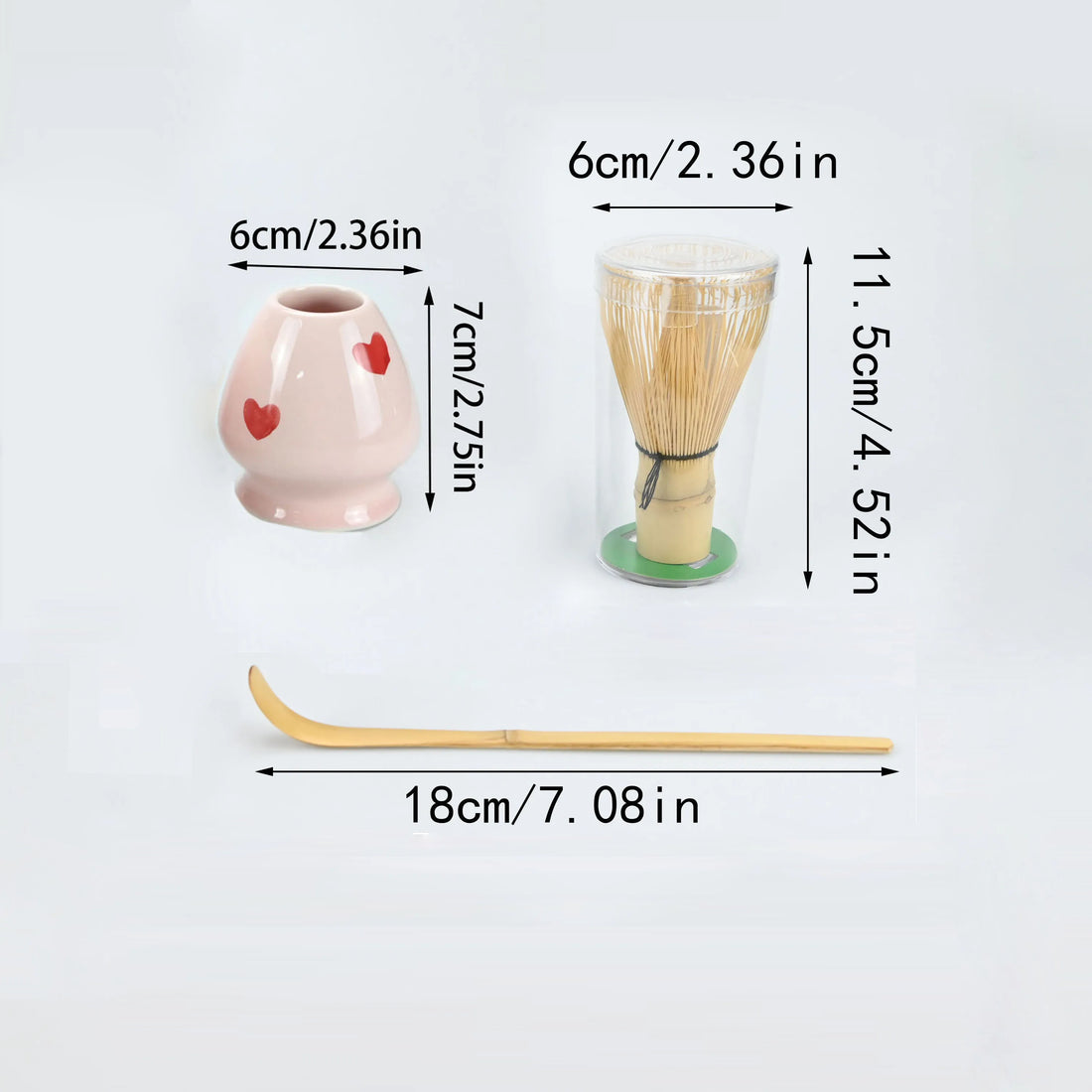 3pcs/set Matcha Set Bamboo Whisk Tea spoon Ceramic fittings Matcha Whisk (Chasen) Tea Spoon And Scoop (Chashaku) Tea-making Tool