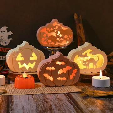 Diy hollow pumpkin silicone mold Halloween home horror ornaments decorative epoxy resin gypsum cement concrete mix casting molds