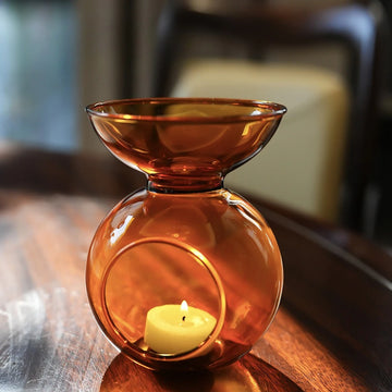 Amber Glass Aromatherapy Candle Holder Home Double-Layer Incense Burner Yoga Relaxation Aid Home Decor for Fragrance& Meditation