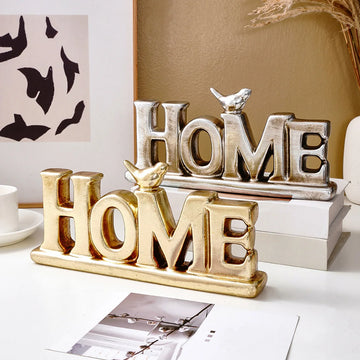 1PC, European-style retro gold and silver foil HOME letter ornaments, made of resin, home decoration letter ornaments
