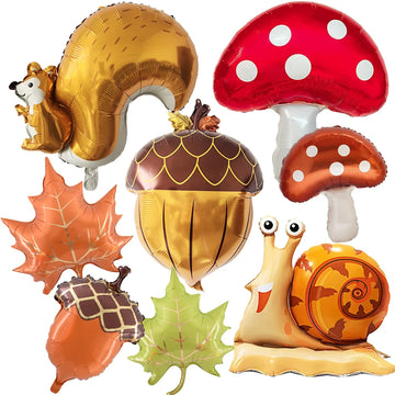 Cute Cartoon Squirrel Hazelnut Mushroom Snail Maple Leaf Foil Balloons Happy Thanksgiving Party Decor Supplies Kids Favor Gifts