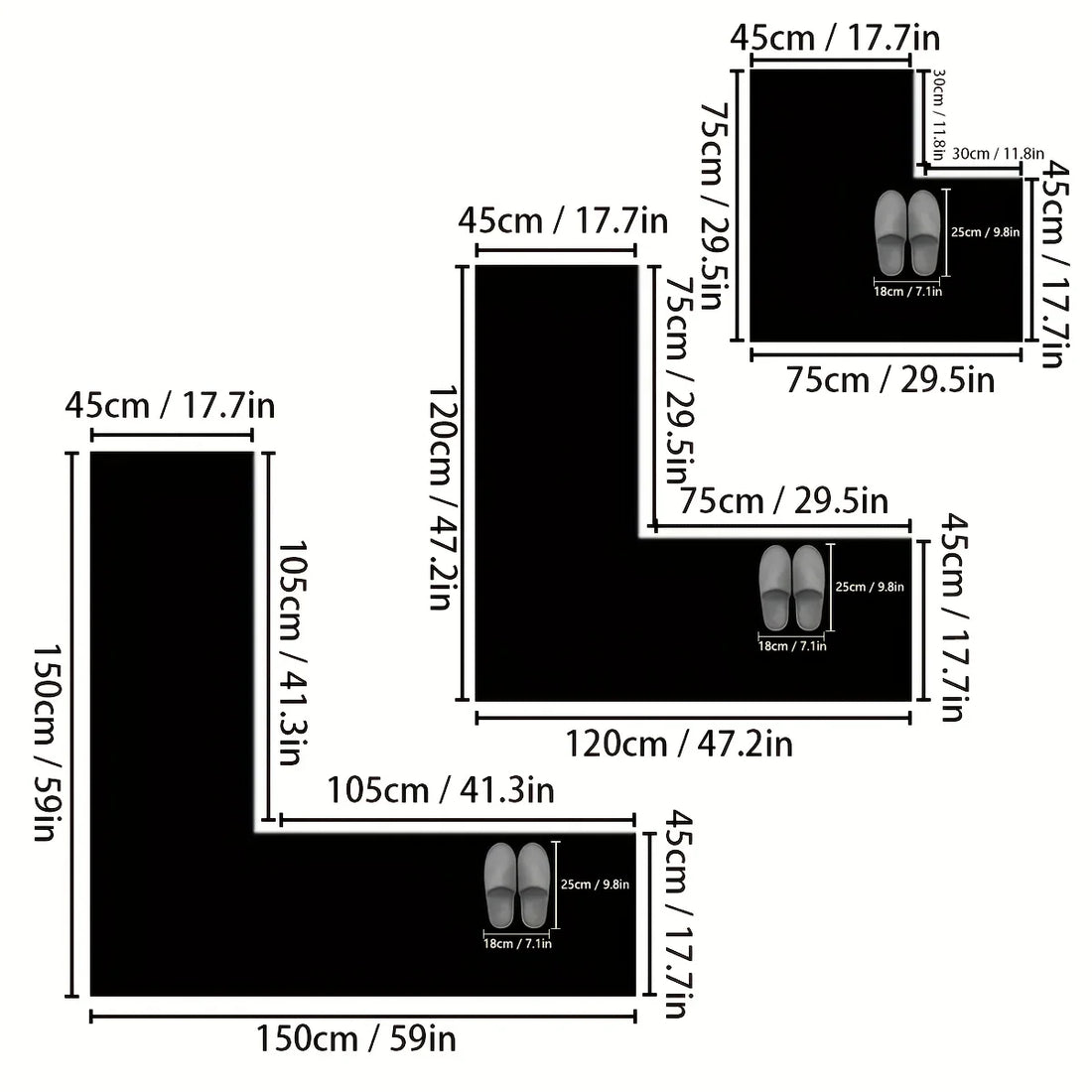 Kitchen L-shaped floor mat diatomaceous earth anti-slip mat restaurant absorbent mat cabinet mat bathroom mat
