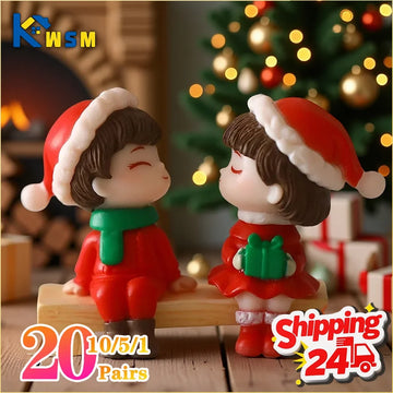 1-20Pairs Mini Christmas Couple Dolls DIY Christmas Decoration Accessories Cute Christmas Couple Dolls Desktop Ornaments