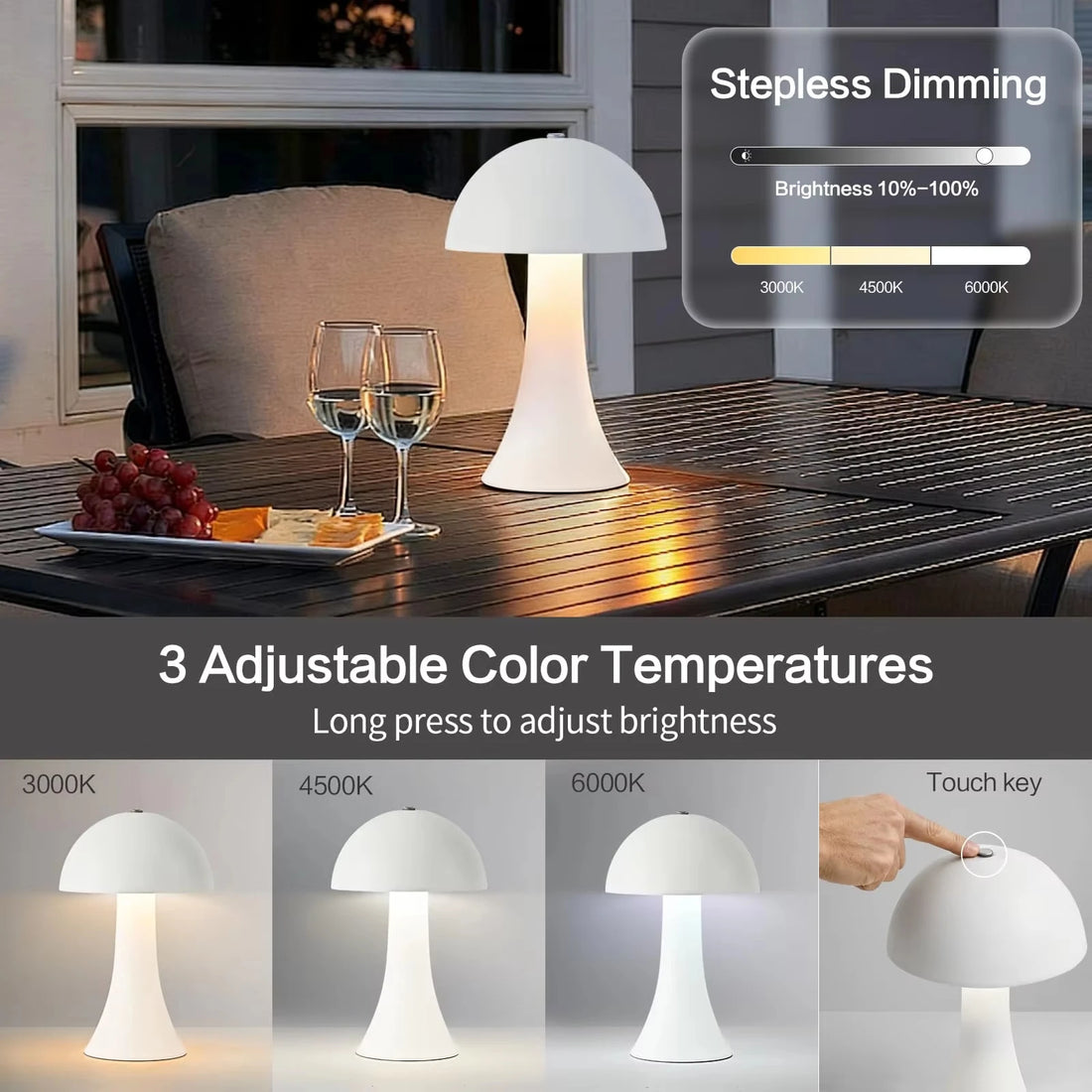 Rechargeable New LED Table Lamp Retro Mushroom Touch Sensor Bedside Lamp For Home Bedroom Restaurant Bar Decor Light