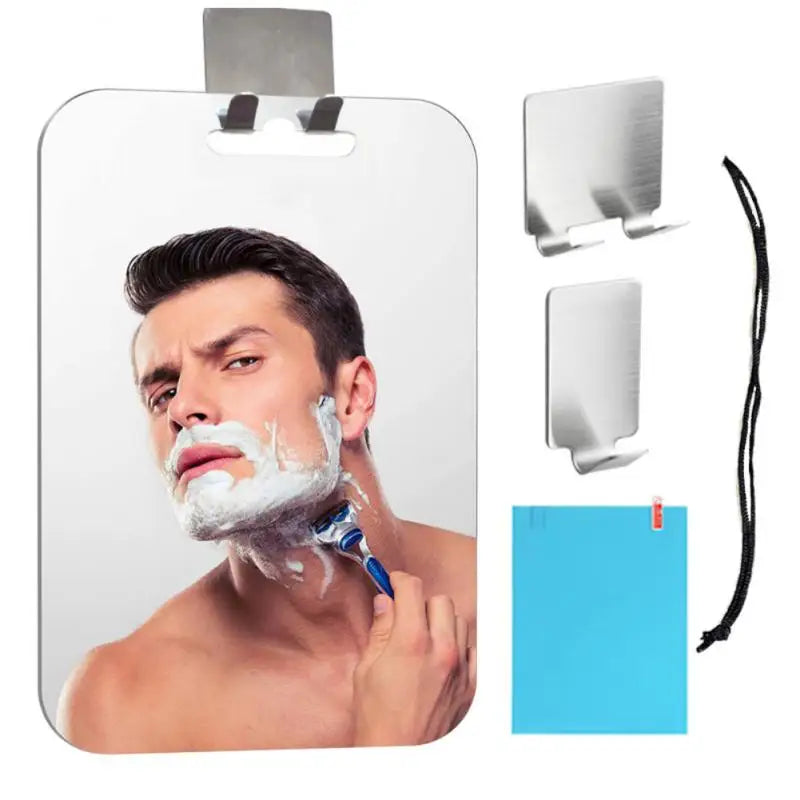 Hot Large Fogless Shower Mirror For Shaving Acrylic Anti-Fog Shaving Mirror with Razor Holder Hooks Wall Hanging Mirror