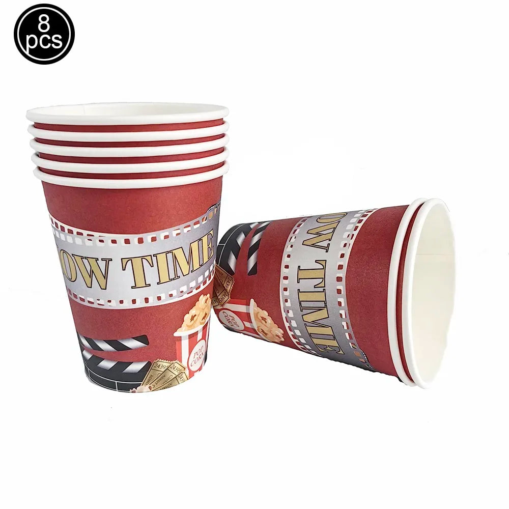 Movie Night Theme Decoration Inflatable Camera Plastic Tablecloth PaperTableware Banner Happy Birthday Movie Night Party Supplie