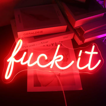 Fuck It Neon Sign USB Powered Neon Lights for Room Home Bar Art Wall Decor Party Window Living Room Decor Christmas' Gift