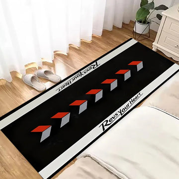 VIKAMA Cool Racing Car Long Rug Anti-slip Noise Reduction Home Decoration Motorcycle Display Mat Garage Floor Mat Bedside Rug